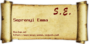 Seprenyi Emma névjegykártya